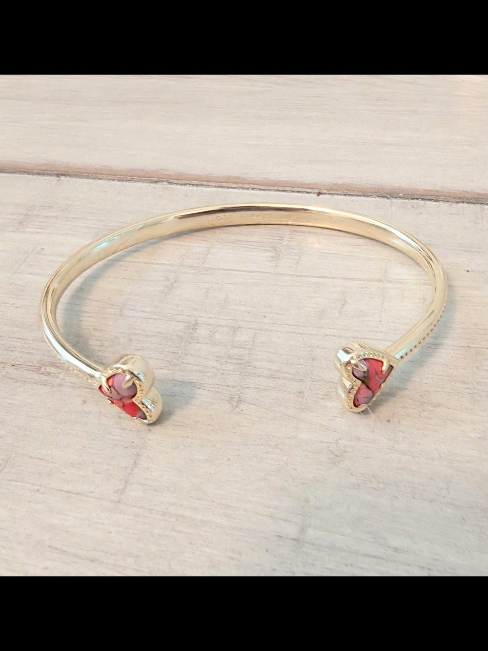 Bronze Veined Red Magenta Magnesite  Ari Heart Cuff Bracelet By Kendra Scott